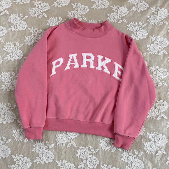 Parke Sweaters - Parke Pink Varsity Crewneck Sweatshirt Size L/XL